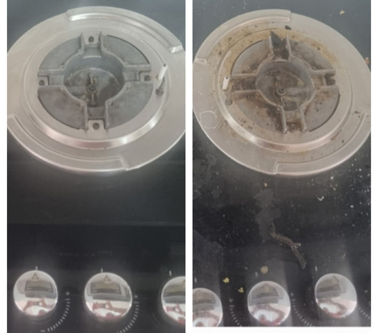 صفحه وشعله گاز بدون سختی کامل تمیز میشه